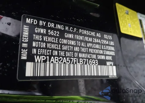 2015 Porsche Macan S из США, поврежденный, VIN WP1AB2A57FLB71693